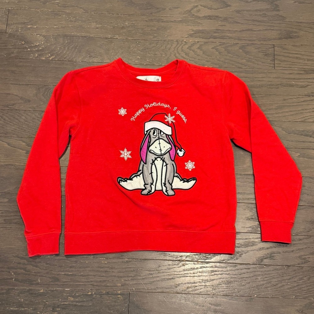 Disney Eeyore Happy Holidays I Guess Red Christmas Sweatshirt Womens Small